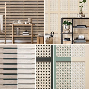 Panel de madera de decoración fina mimbre ratán moderno crema negro verde caña - Imagen 1 de 14