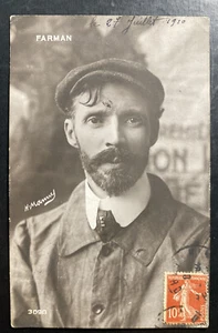 1910 France Real Picture postcard Cover To Marseille Farman Pilot - Picture 1 of 2