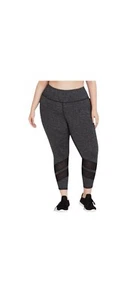 Torrid Active Heathered Grey Stripe Diagonal Mesh Cropped Leggings Size 0 Large - Picture 1 of 9