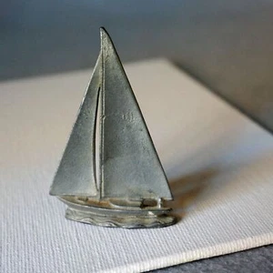 Small Metal Sailboat Desk or Window Sill Regatta 2 Sails Miniature - Picture 1 of 5