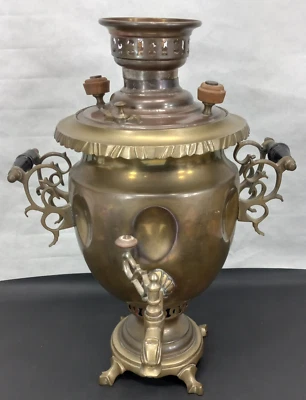 Antiguo mango de latón ruso Samovar mango de madera GRANDE 17 pulgadas de alto Foto 1 de 4