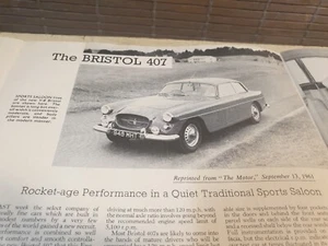 1961 BRISTOL 407 UK ROAD TEST REPORT Original Sales Brochure - Bild 1 von 9