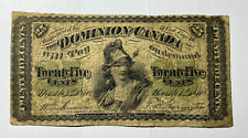 1870 BEAUTIFUL Dominion of CANADA 25 CENTS banknote - SERIE B - F/VF