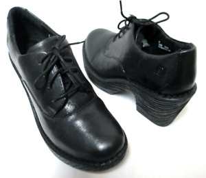 Born Nikolina black Leather platform oxfords comfort lace up Women Size Sz 9