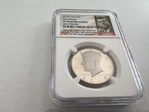 2018-S CLAD KENNEDY HALF DOLLAR FIRST RELEASE NGC PF70 PORTRAIT LABEL "TOP POP" - Picture 1 of 4