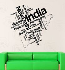 Wall Stickers Vinyl Decal India Map New Delhi Map Country Travel (ig1788)