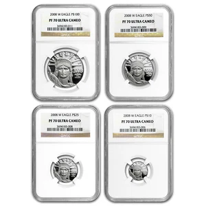 2008-W 4-Coin Proof American Platinum Eagle Set PF-70 NGC - Picture 1 of 6