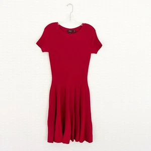 THEORY Pleat Tee Dress In Compact Sweater Knit Prosecco Red Women’s Size Small - Picture 1 of 5