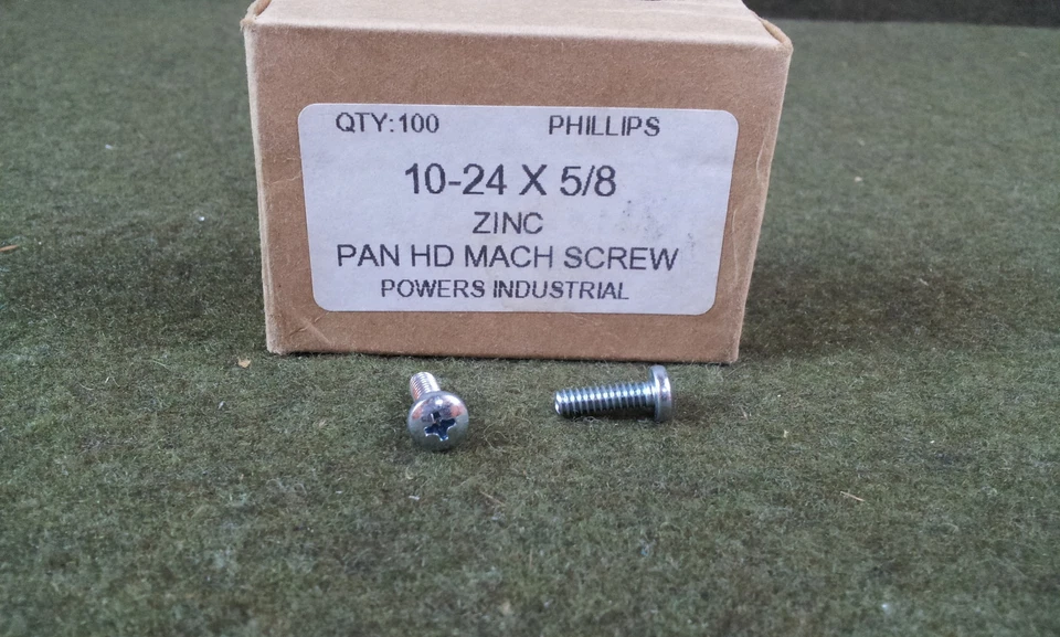 Powers Industrial Pan Head 10-24 x 5/8 Phillips Machine Screw Zinc Qty 100 - Image 1 of 1