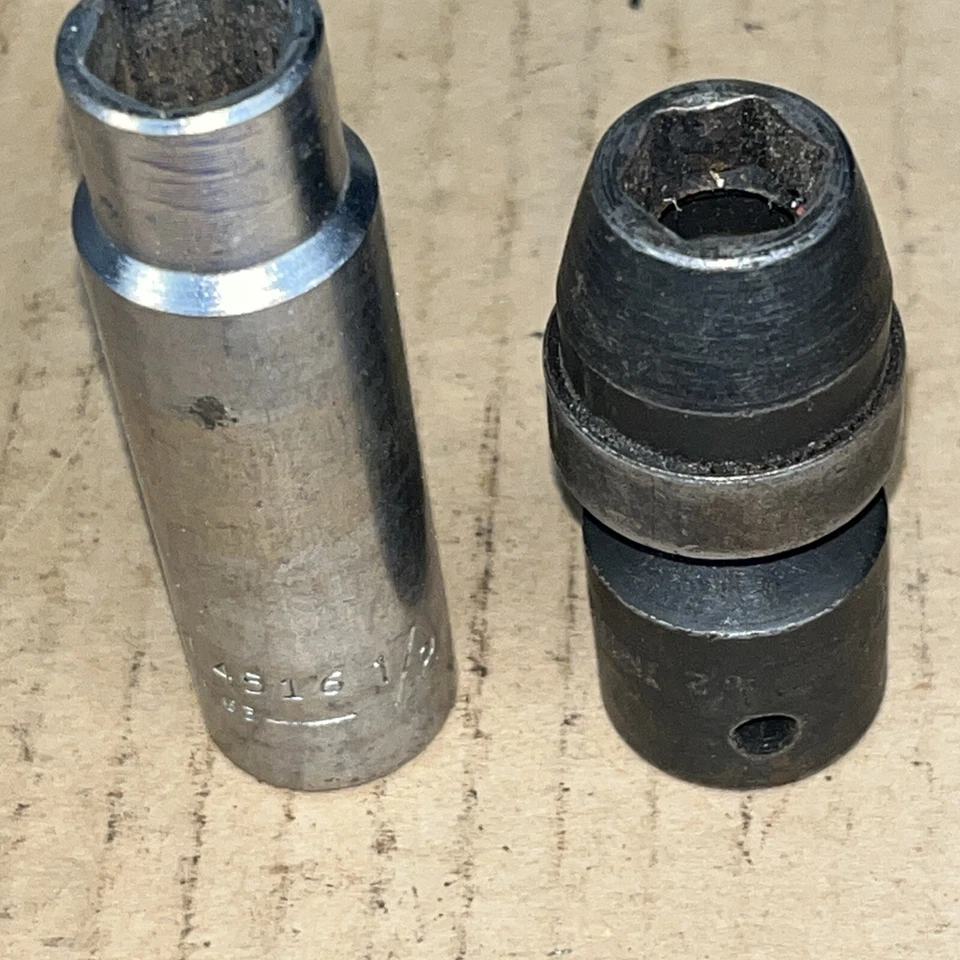 SNAP-ON 1/2" DRIVE 1/2” IMPACT SWIVEL  JOINT SHALLOW SOCKET + 1/2” Wright Deep - Image 1 of 4
