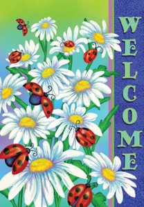 Briarwood Lane 28" x 40" Garden House Flag - Welcome Ladybugs and Daisies - Picture 1 of 1