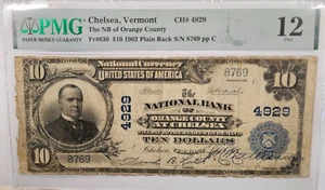 1902 $10 The National Bank of Orange County at Chelsea Vermont PMG F12 CH #4929 - Picture 1 of 2