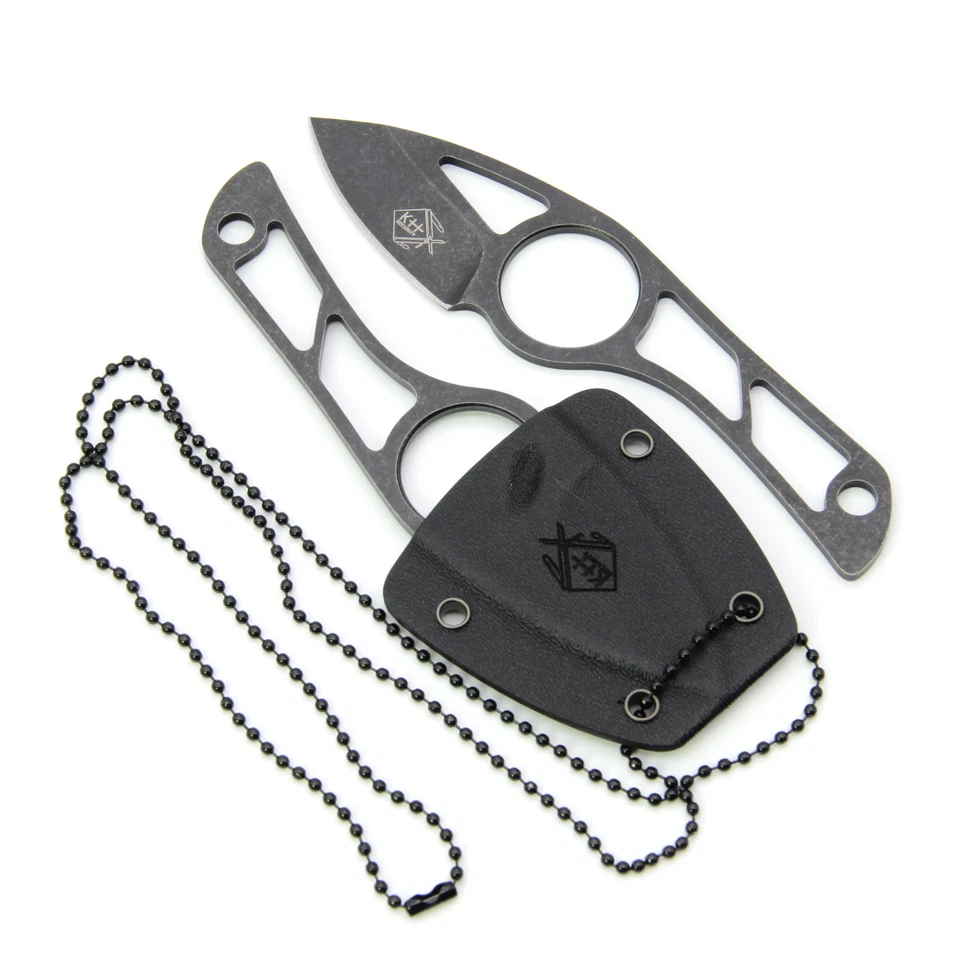 KH-SECURITY Neck Knife Skelett Taschenmesser - Outdoor Jagd EDC Hals Messer Kydexscheide