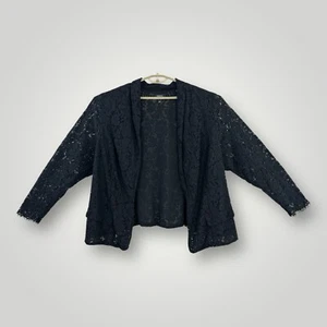 Torrid Semi-Sheer Lace Open Front Blazer Womans 4 4XL Black Long Sleeves - Picture 1 of 9