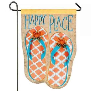 Happy Place Flip Flops ZKL14S8501 Evergreen SUEDE Garden Flag 12.5" x 18" - Picture 1 of 3
