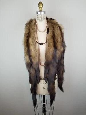 Exquisita bufanda vintage de piel de zorro completa de los años 30 con estola de piel de 3 pieles con cabezas colas pies Foto 1 de 4