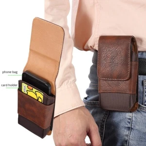 For iphone 14 Plus 13 12 11 Pro Max Leather Belt Clip Pouch Waist Bag Card Case - Picture 1 of 14