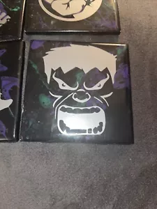 Incredible Hulk Glass Coasters Set of 4 - Picture 1 of 6