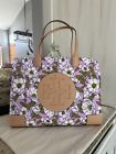 Tory Burch Ella Aster Pink Floral Print Nylon Leather Large Tote Bag NWT