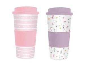 Lilac Floral/Pink Wonderful Mum - Birthday / Mother's Day - Reusable Travel Mug - Picture 1 of 3