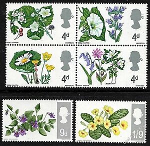 GB 1967 SG717-22p. BRITISH WILD FLOWERS (PHOSPHOR) MNH