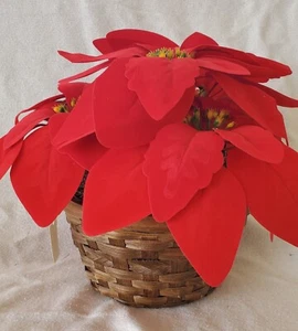 Christmas Basket with Artificial Poinsettia Special Design Christmas gift6" - Picture 1 of 1