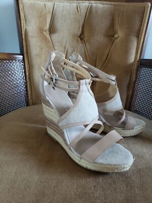 Ivanka Trump Wedge Sandals Strappy Women US SZ 8.5 Beige EUC Beach Vacation Swim - Image 1 of 4
