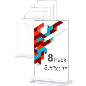 8PCS Clear Acrylic Sign Holder 8.5"x11" Tabletop Menu Stands Office Display - Picture 1 of 5