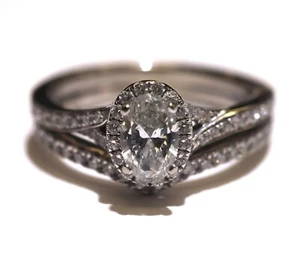 GIA 14k white gold 1.44ct SI2 F oval diamond engagement ring 4.4g 5 - Picture 1 of 13