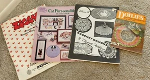 Cross Stitch Crochet CATS ZIGGY Doilies Knitted Tatted Pattern VTG Books set 4 - Picture 1 of 11