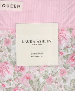 Laura Ashley Queen Sheet Set Aveline Floral Pink 4pc Sage Green Farmhouse Chic - Picture 1 of 6