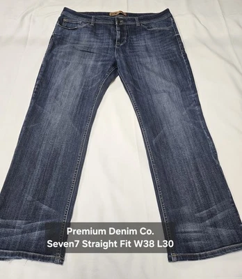 Pantalones de mezclilla para hombre Seven 7 Premium Denim Co. calce recto desgastados talla 38x30 Foto 1 de 4