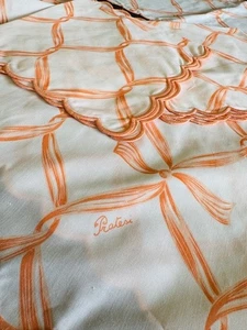Pratesi Italy Vintage 4 Servietten 4 Tischsets Baumwolle weiß orange nie benutzt NOS NEUWERTIG - Bild 1 von 8