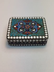 Antigua caja de tabaco de píldora rusa Cloisonne Imperial Gustav Klingert 1900 - Imagen 1 de 17