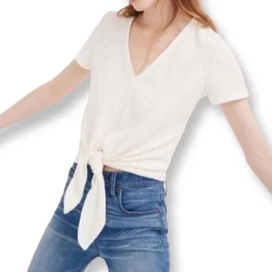 Madewell Texture & Thread Cream cravatta moderna davanti taglia media - Foto 1 di 12