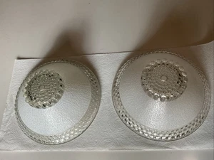 VTG MCM PAIR Of LIGHT Fixture Shades 10" Clear Hobnail & Frost Ceiling Flush - Picture 1 of 13