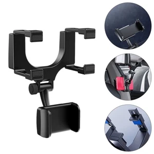 1pc Cell Phone Car Mount Review Mirror Phone Holder Clip Navigator Stand - Photo 1 sur 12