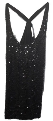 Camiseta sin mangas Papaya lentejuelas brillo navaja espalda M negra fiesta forrada elástica  Foto 1 de 4