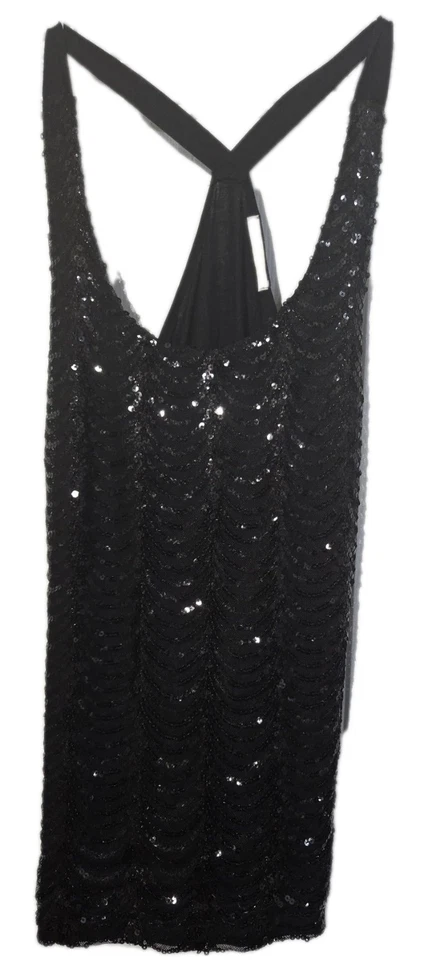 Camiseta sin mangas Papaya lentejuelas brillo navaja espalda M negra fiesta forrada elástica  Foto 1 de 4