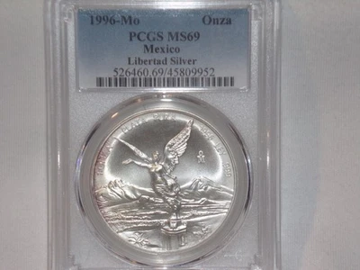 1996-MO PCGS MS69 ONZA .999 SILVER LIBERTAD ** Highest Grade** Light Toning ** - Image 1 of 4