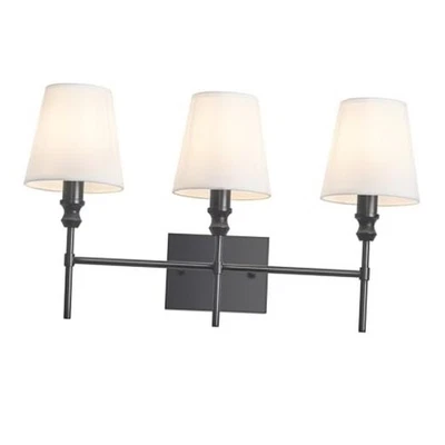 Luces de tocador para baño, lámparas de baño de 23,6 pulgadas sobre 3 luces negras Foto 1 de 4