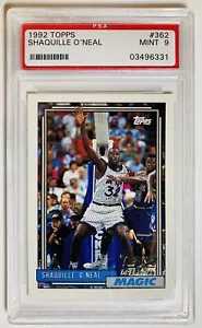 Shaquille O'Neal 1992 1993 Topps 362 PSA 9 RC Rookie 92 Draft Pick Orlando Magic - Picture 1 of 2