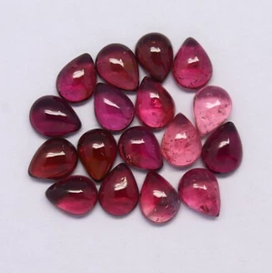 Natural Pink Tourmaline Lot 8x6 MM Pear Shape Cabochon Gemstone Lot - Picture 1 of 4