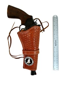 LEATHER HOLSTER WESTERN GUN COVER PISTOL HOLDER TOOLED LEATHER UNIVERSAL FIT - Picture 1 of 24