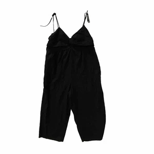 Old Navy Wide Leg Jumpsuit Linen Blend Twist Knot 2X Black Woman's Strappy - Picture 1 of 12