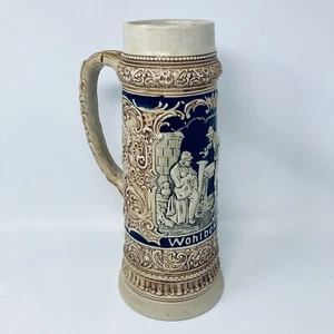 German Wohlbekomms Beer Stein Mug Tankard 2 L Raised Relief 12.5” Tall - Picture 1 of 13