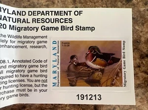 2019-2020 Maryland Dept Of Natural Resources Game Bird Stamp - Picture 1 of 3