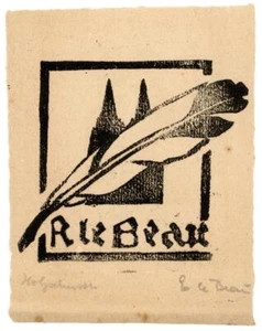 unbekannt - Exlibris von R. le Beau - Holzschnitt - o.J. - Imagen 1 de 1