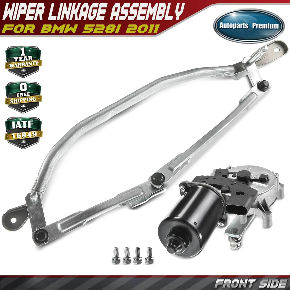Front Side Windshield Wiper Linkage & Motor Assembly for BMW 528i 2011 3.0L 4.4L - Image 1 of 4