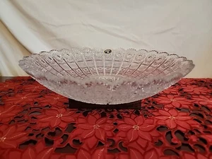 Bohemian Crystal Round Bowl Very Detail Hand Cut Queen Lace 24% Lead Glass 14in - Picture 1 of 12